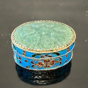 Elegant cloisonné and tigereye gemstone Trinket/Pill Jewelry Box